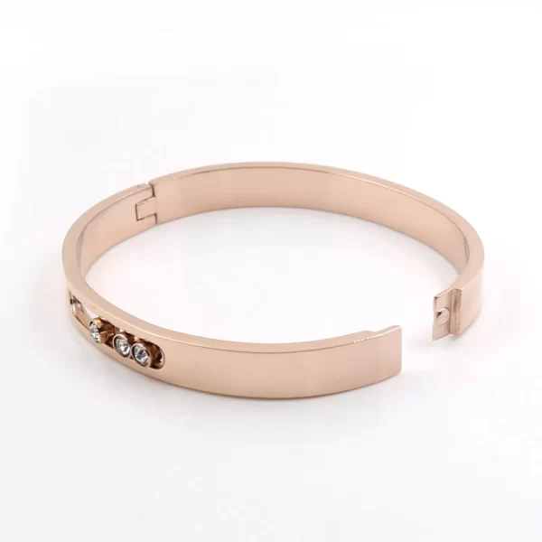 CZ Golden Stainless Steel Woman Bracelet Bangle Crystal Rhinestones Sliding Luxury Wedding Party Band Wristband Jewellery Gift - Image 5