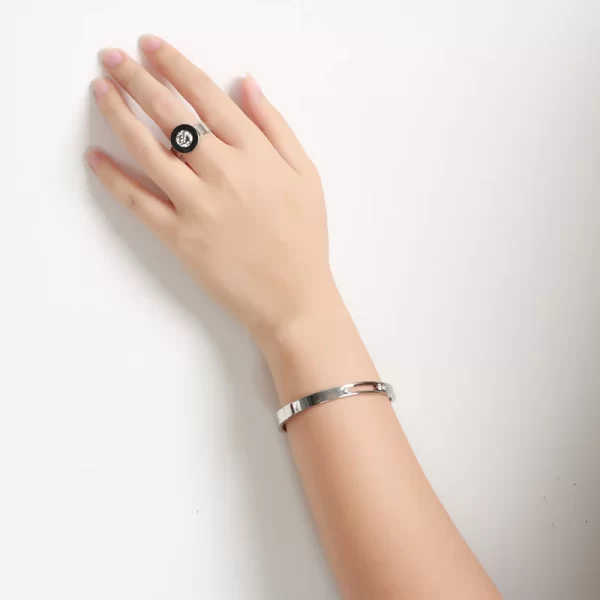 CZ Golden Stainless Steel Woman Bracelet Bangle Crystal Rhinestones Sliding Luxury Wedding Party Band Wristband Jewellery Gift - Image 4