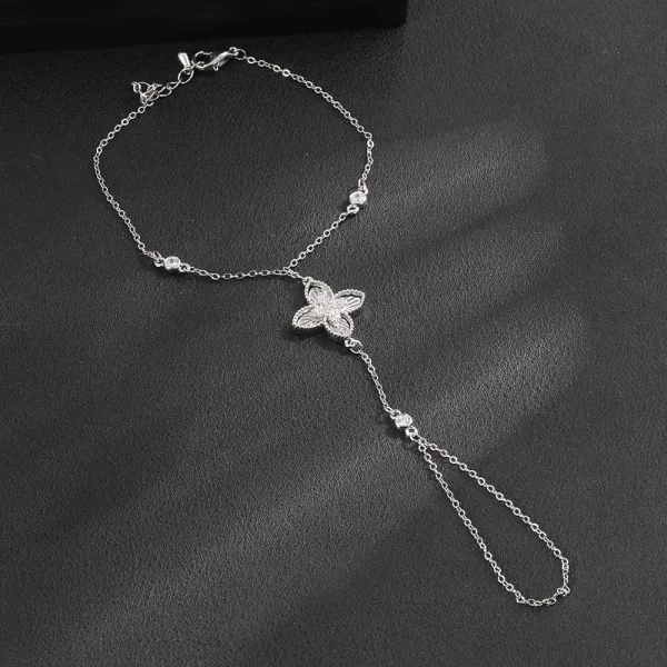 ChicyouStar Fireworks Fashion Luxury AAA Cubic Zirconia Women Baguette Bracelet Copper Hand back Chain Adjustable Bracelet - Image 2
