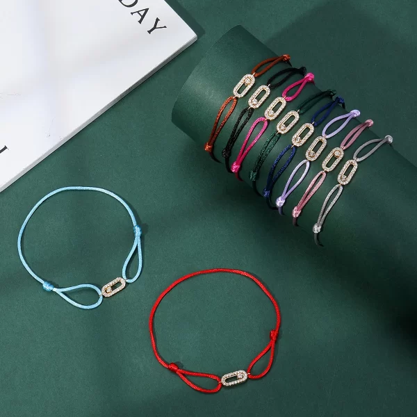 Adjusted Size Can Move Stone Multiple colors Rope Woven bracelet For Women And Men Fashion Jewelry 2024 New Bracelets Woman - Image 6