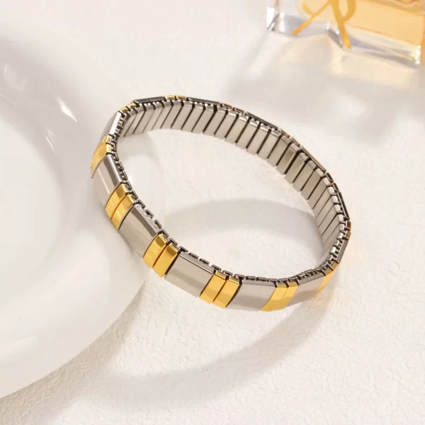 Loe| Titanium Steel Elastic Bracelet for Women.Heart Shape.1Pcs.Gold Plated Punk Jewelry.Hip Hop. New Design - Image 3