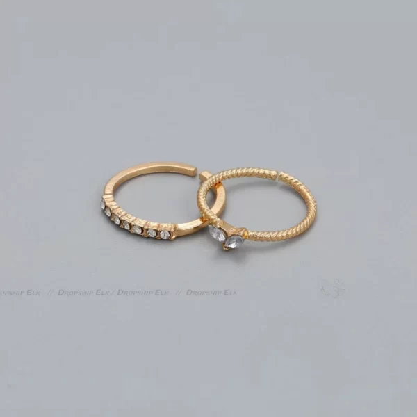 2pcs/set Gold Color Heart Zircon Rings Set for Women Girls Adjustable Minimalism Luxury Twist Ring Fashion Jewelry Wedding Gifts - Image 5