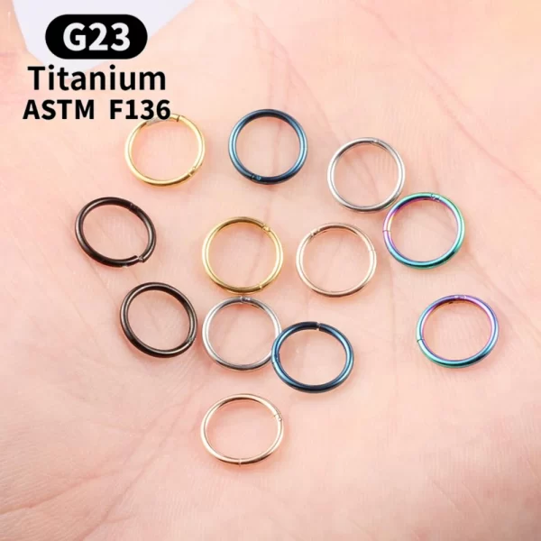 G23 Titanium Nose Rings Mixed Color Body Clips Hoop For Women Men Cartilage Piercing Jewelry Segment Lip Ear L Ring Hoop - Image 5