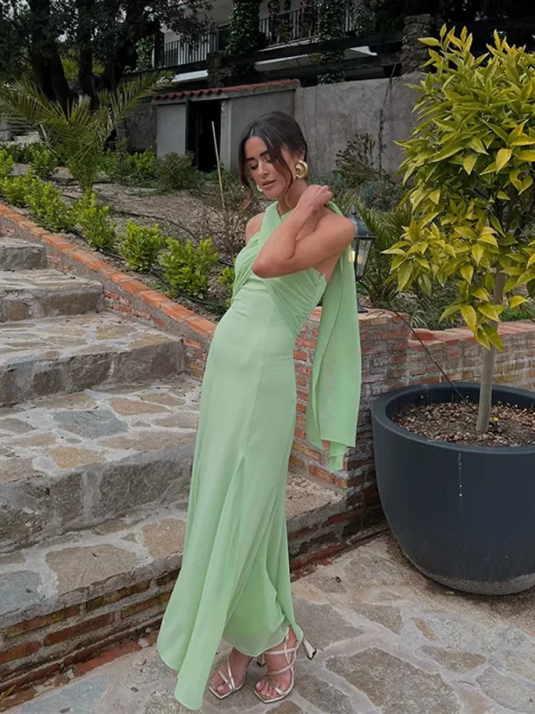 Halter Elegant Long Dresses Women Summer Fashion Off Shoulder Sleeveless Sexy Robes Lady Evening Party Dresses Club Gowns 2025 - Image 3