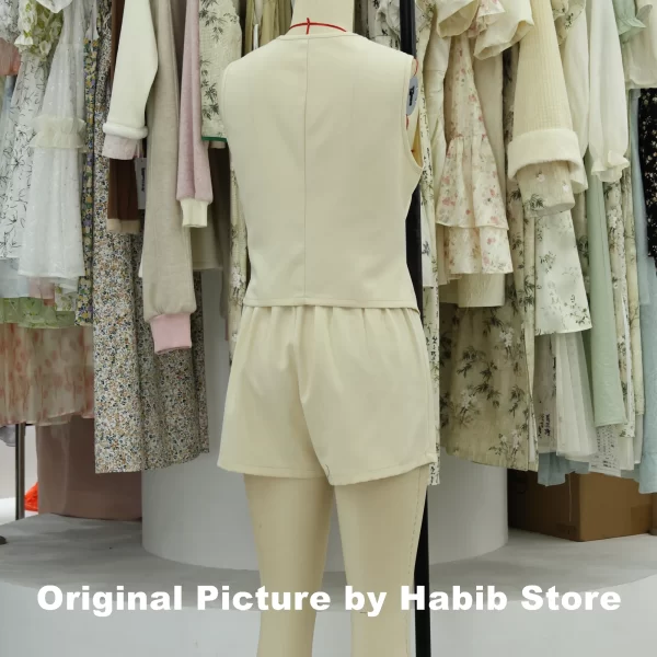 Summer Women Elegant Solid Waistcoat Shorts Set 2024 Sleeveless Vest Top+High Waist Slim Shorts Lady Office Casual 2 Pieces Set - Image 2