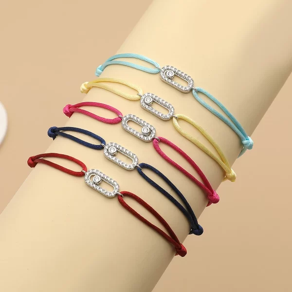 Adjusted Size Can Move Stone Multiple colors Rope Woven bracelet For Women And Men Fashion Jewelry 2024 New Bracelets Woman - Image 3