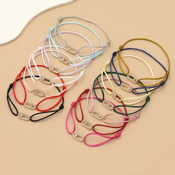 Adjusted Size Can Move Stone Multiple colors Rope Woven bracelet For Women And Men Fashion Jewelry 2024 New Bracelets Woman - Image 2