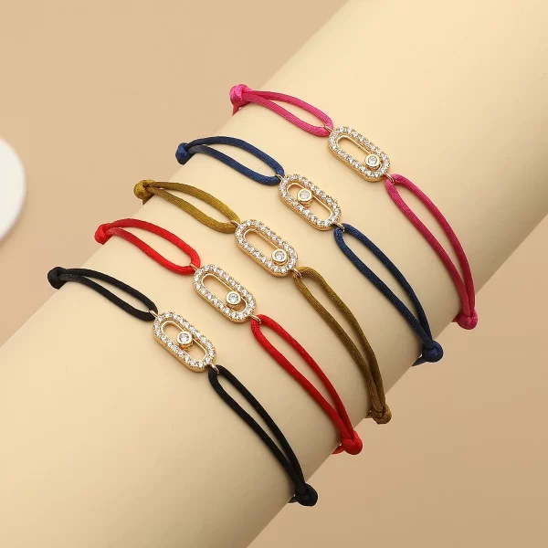 Adjusted Size Can Move Stone Multiple colors Rope Woven bracelet For Women And Men Fashion Jewelry 2024 New Bracelets Woman - Image 4