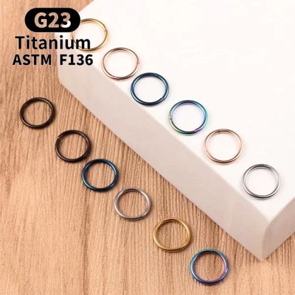 G23 Titanium Nose Rings Mixed Color Body Clips Hoop For Women Men Cartilage Piercing Jewelry Segment Lip Ear L Ring Hoop - Image 6