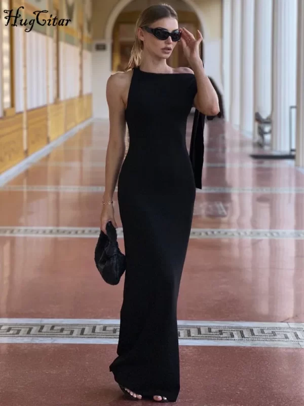 Hugcitar Fashion Solid O Neck Sleeveless Patchwork Sexy Bodycon Maxi Prom Dress Summer Women Clothes Party Festival Club Y2K - Image 5