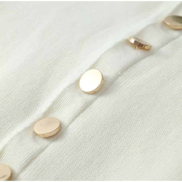 2024 Summer Elegant Lady Knitted Single Breasted Long Dresses Women Solid Sleeveless O Neck Button Bodycon Party Female Vestidos - Image 3