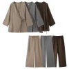 Willshela Women Fashion 2 Piece Set Solid Lace Up Shirts & Vintage Elastic Waist Trousers Feamle Chic Lady Pants Sets